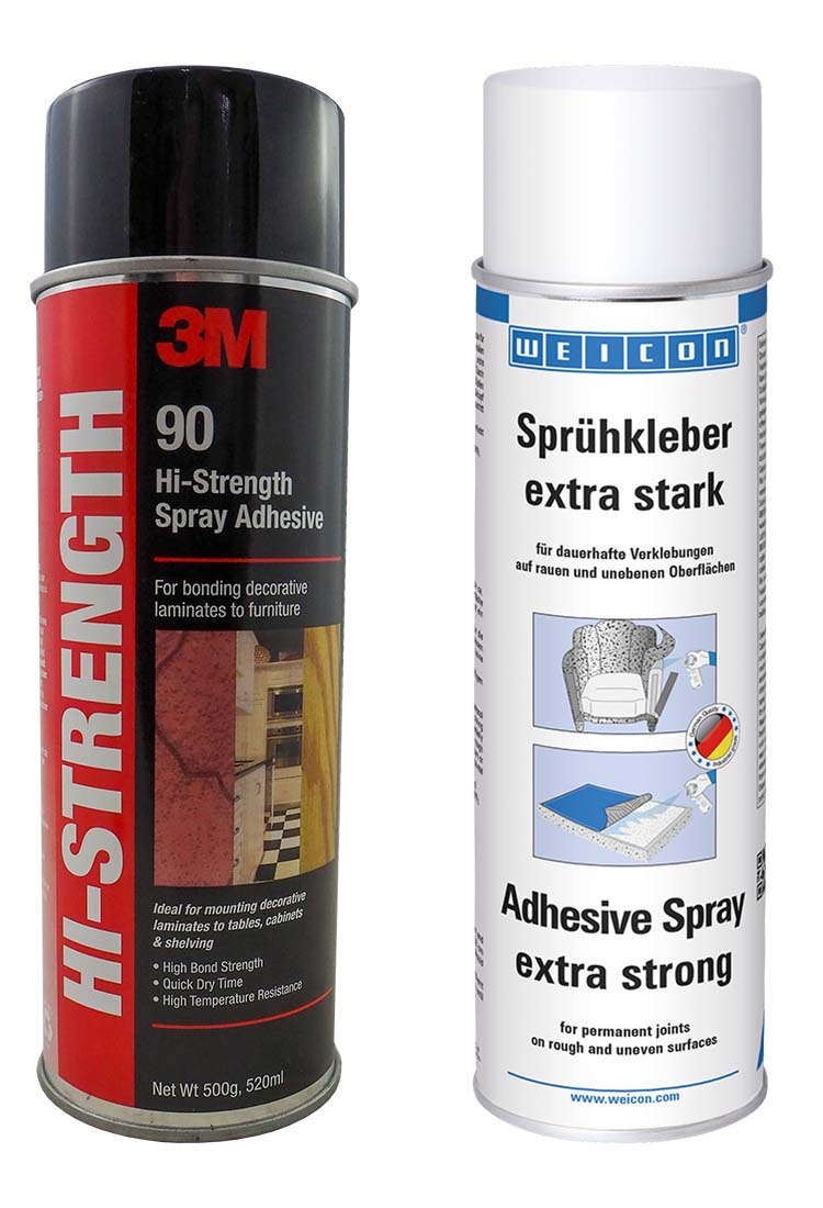 Two Extra Strong Spray Adhesives from 3M and Weicon